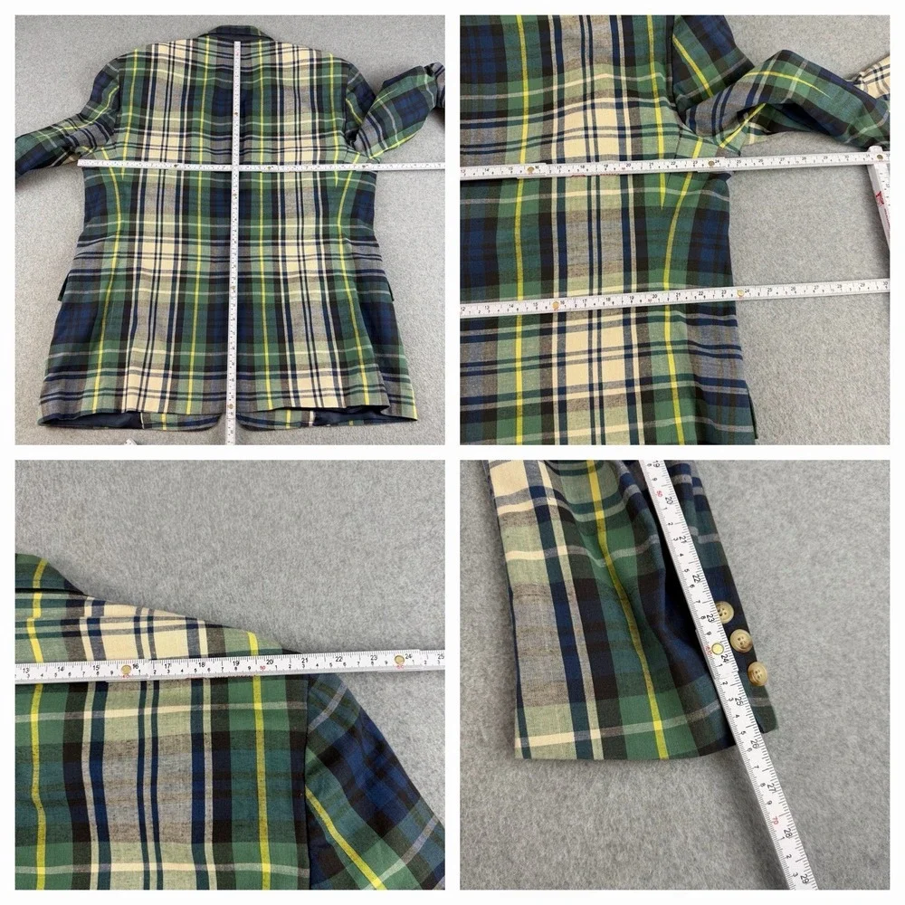 Vintage Brooks Brothers Plaid Sport Coat Blazer USA Preppy Ivy 46R 80s